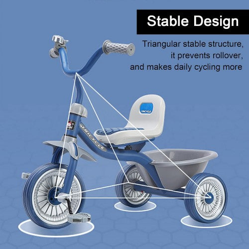 Kids Tricycle, Learning Balance Tricycle with Steel Frame, Adjustable Seat, Storage Bin, Silent Tires for Kids, 2 to 6 Year Old Kids Tricycle, Learning Balance Tricycle with Steel Frame, Adjustable Seat, Storage Bin, Silent Tires for Kids, 2 to 6 Year Old